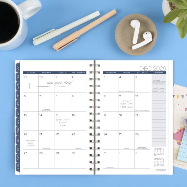 slide 7 of 10, Cambridge® Abyss 2026 Weekly Monthly Planner, Small, 5 1/2"" x 8 1/2"", 1 ct