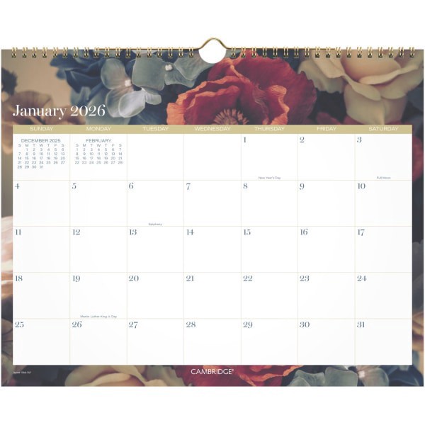 slide 2 of 6, Cambridge® Midnight Garden 2026 Monthly Wall Calendar, Medium, 15"" x 12"", 1 ct