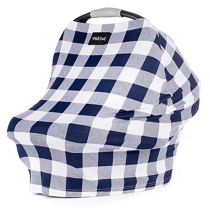 slide 1 of 3, Milk Snob Multi-Use Car Seat Cover - Navy Plaid, 1 ct