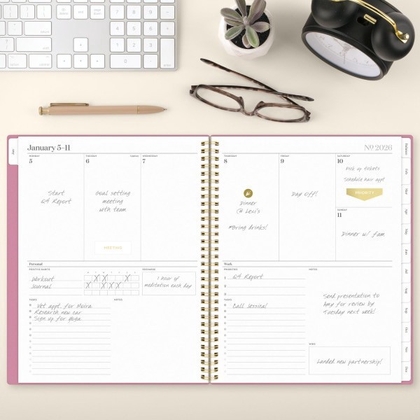 slide 4 of 10, Cambridge® WorkStyle® Balance 2026 Weekly Monthly Planner, Cosmetic Pink, Large, 5 1/2"" x 8 1/2"", 1 ct