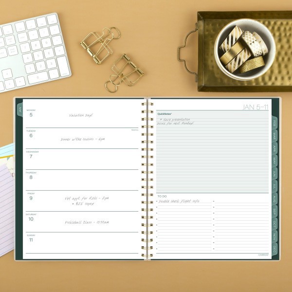 slide 2 of 10, Cambridge® Emerald Isle 2026 Weekly Monthly Planner, Large, 8 1/2"" x 11"", 1 ct