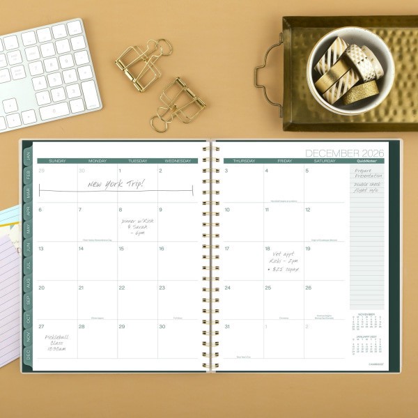 slide 4 of 10, Cambridge® Emerald Isle 2026 Weekly Monthly Planner, Large, 8 1/2"" x 11"", 1 ct