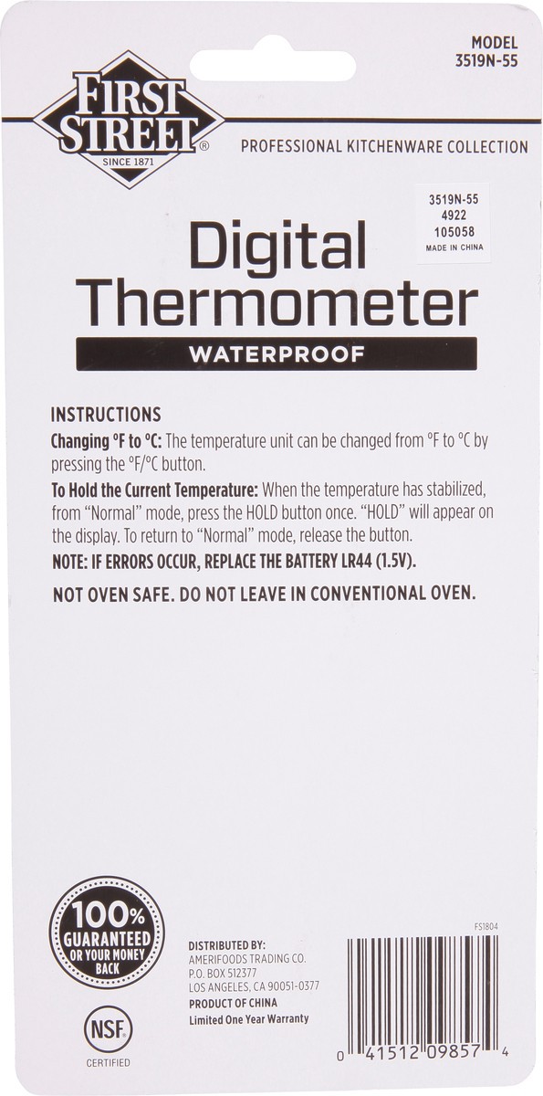slide 8 of 11, First Street/Taylor Waterproof Digital Thermometer, 1 ct