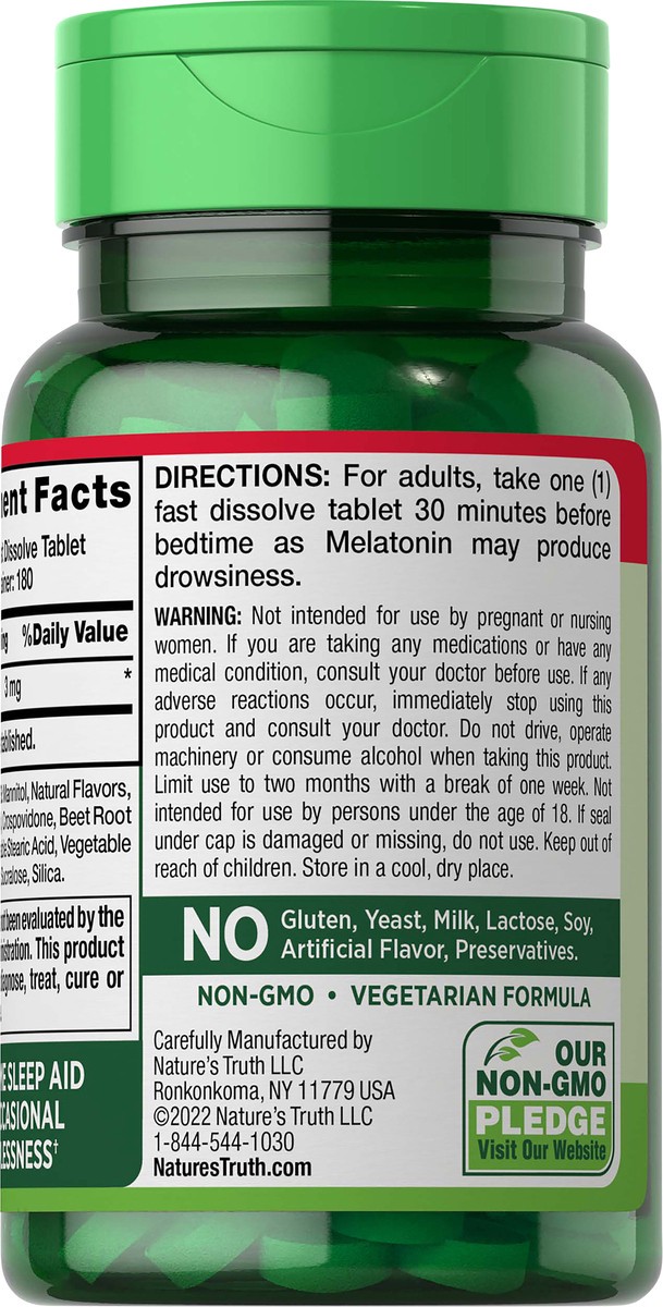 slide 5 of 5, Nature's Truth Melatonin 3 mg, 180 ct