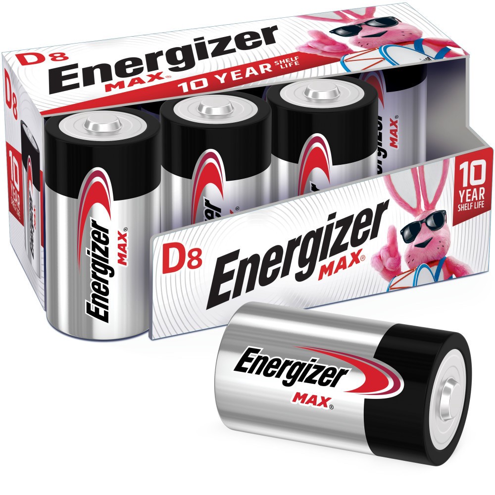 slide 1 of 10, Energizer MAX D Batteries, Alkaline D Cell Batteries, 8 ct