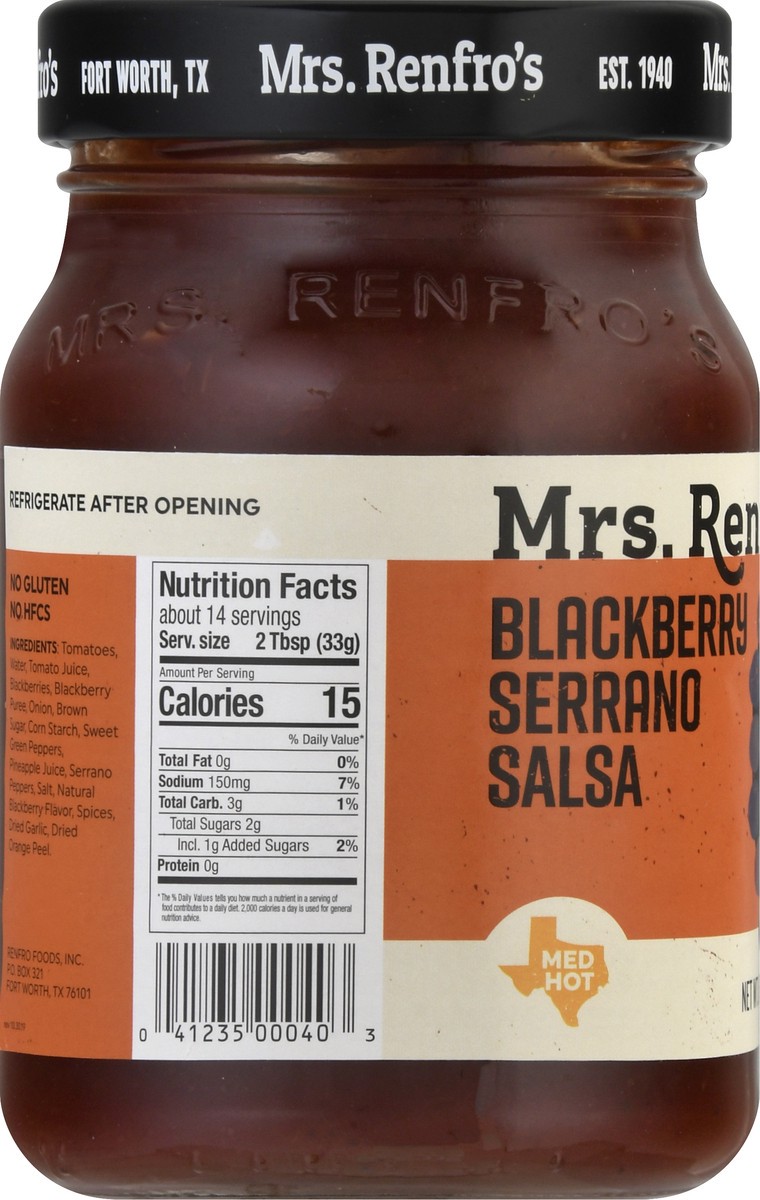 slide 3 of 13, Mrs. Renfro's Med Hot Blackberry Serrano Salsa 16 oz, 16 oz
