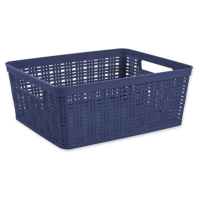 slide 1 of 1, Starplast Plastic Wicker Medium Storage Basket - Peacoat, 1 ct