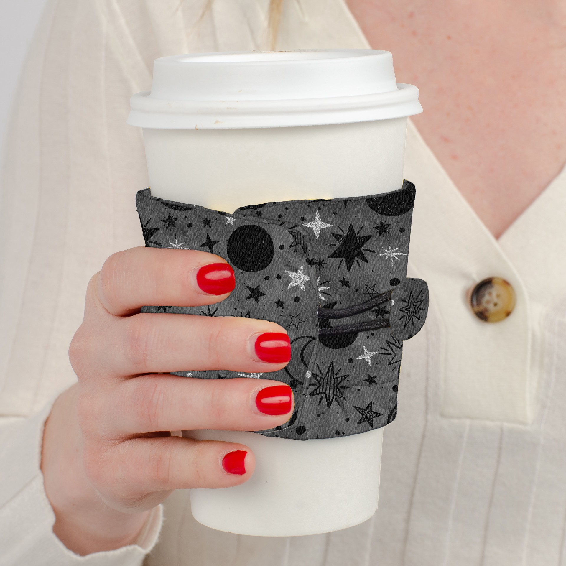 slide 4 of 4, Gray Night Sky Cotton Fabric By Loops & Threads, 18 in x 21 in