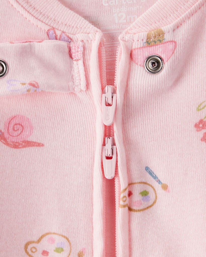 slide 2 of 3, Carter's Carters Baby Girl Paint Floral 100% Cotton Long-Sleeve 2-Way Zip 1-Piece Pajamas - Pink Pink 18M, 1 ct
