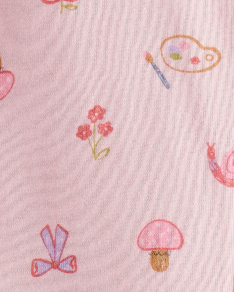 slide 3 of 3, Carter's Carters Baby Girl Paint Floral 100% Cotton Long-Sleeve 2-Way Zip 1-Piece Pajamas - Pink Pink 18M, 1 ct