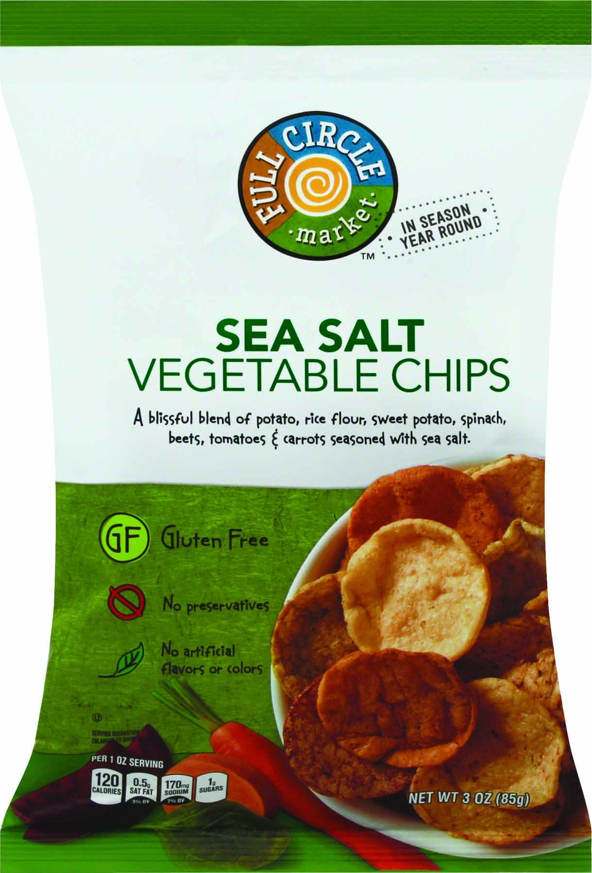 slide 1 of 1, Full Circle Market Sea Salt Vegetable Chips, 3 oz
