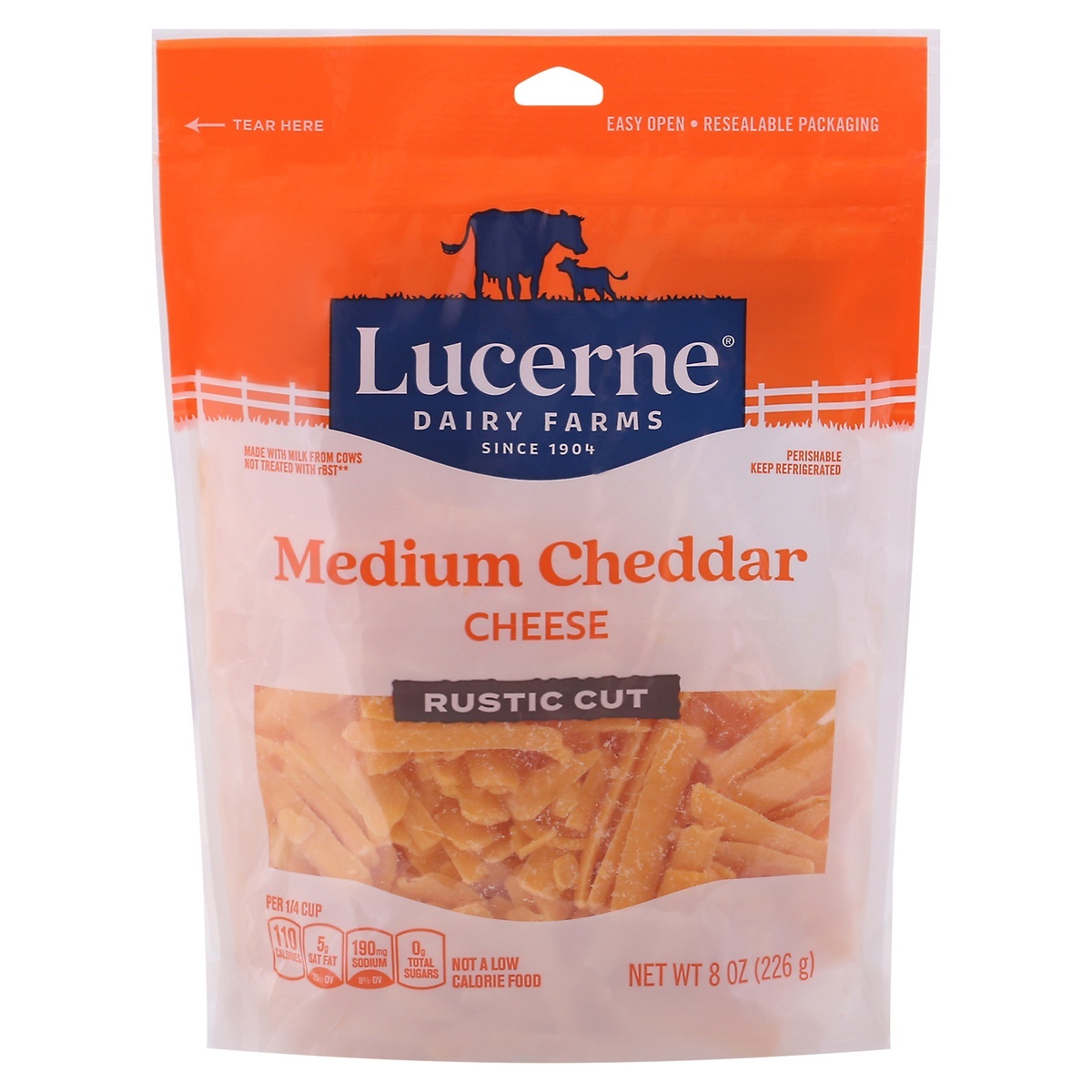 slide 1 of 1, Lucerne Dairy Farms Rustic Cut Medium Cheddar Cheese, 8 oz