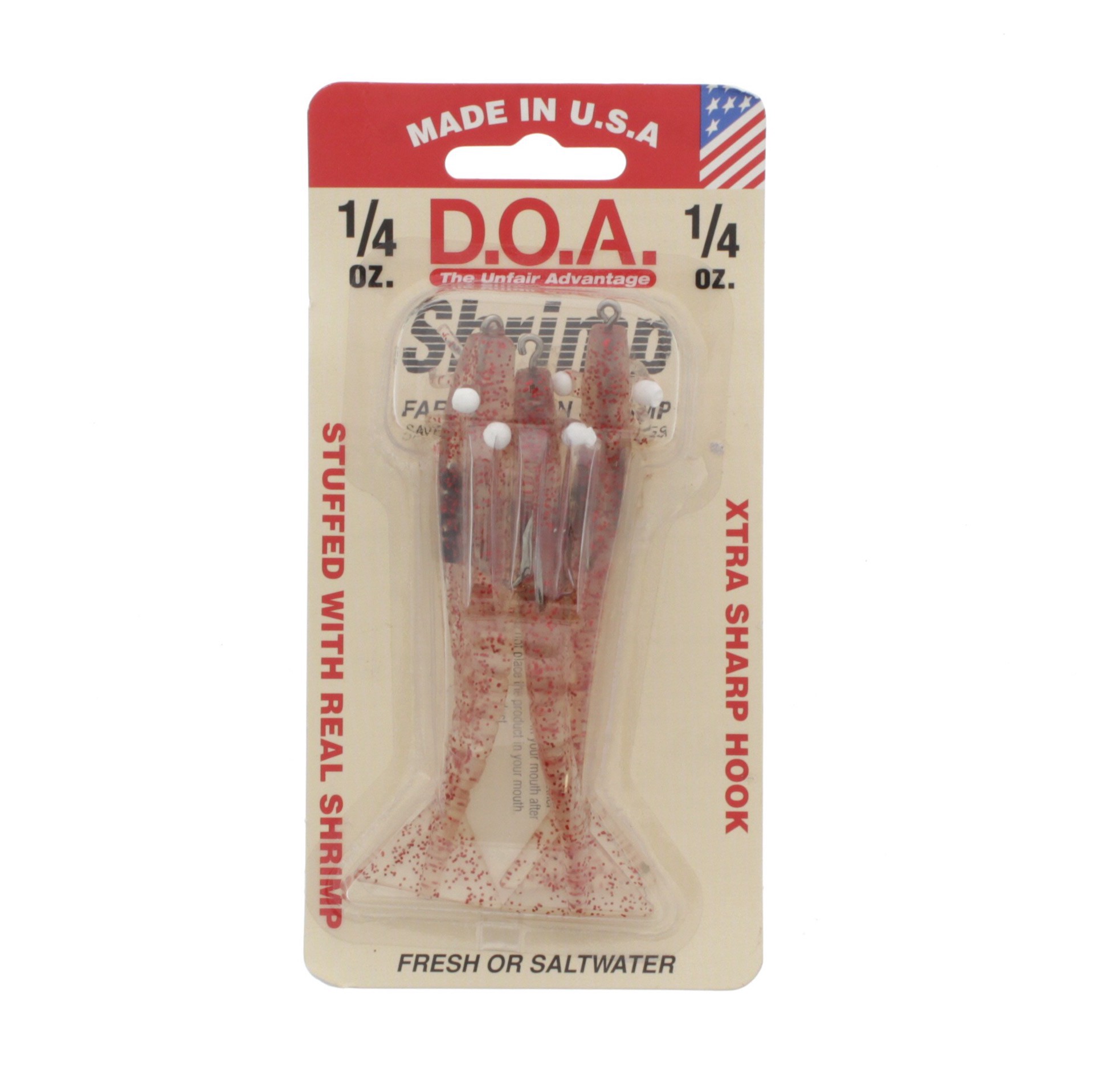 slide 1 of 1, D.O.A. Clear Red Glitter 3 Inch Flavored Shrimp, 3 ct