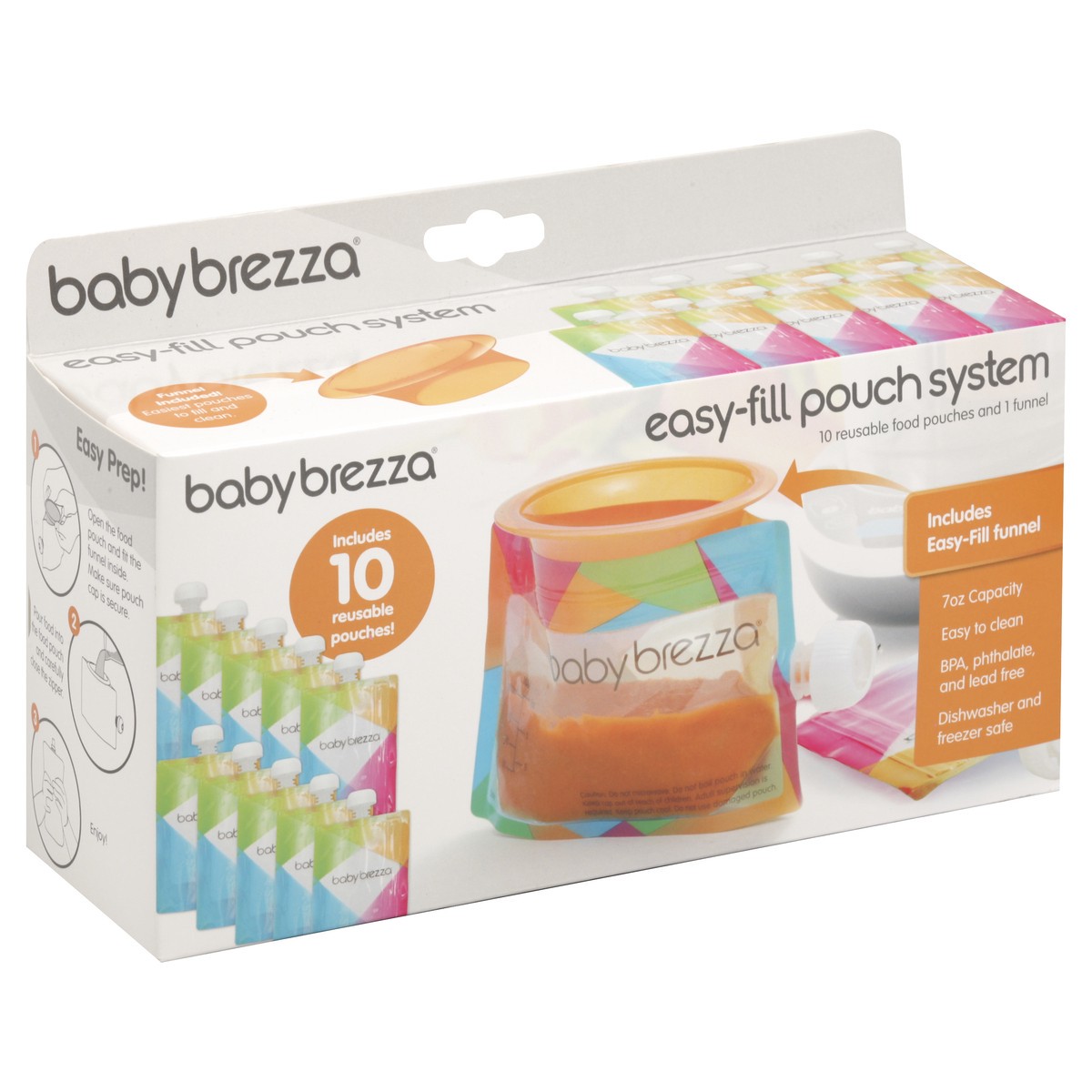 slide 1 of 4, Baby Brezza Reusable Food Pouches, 10 ct
