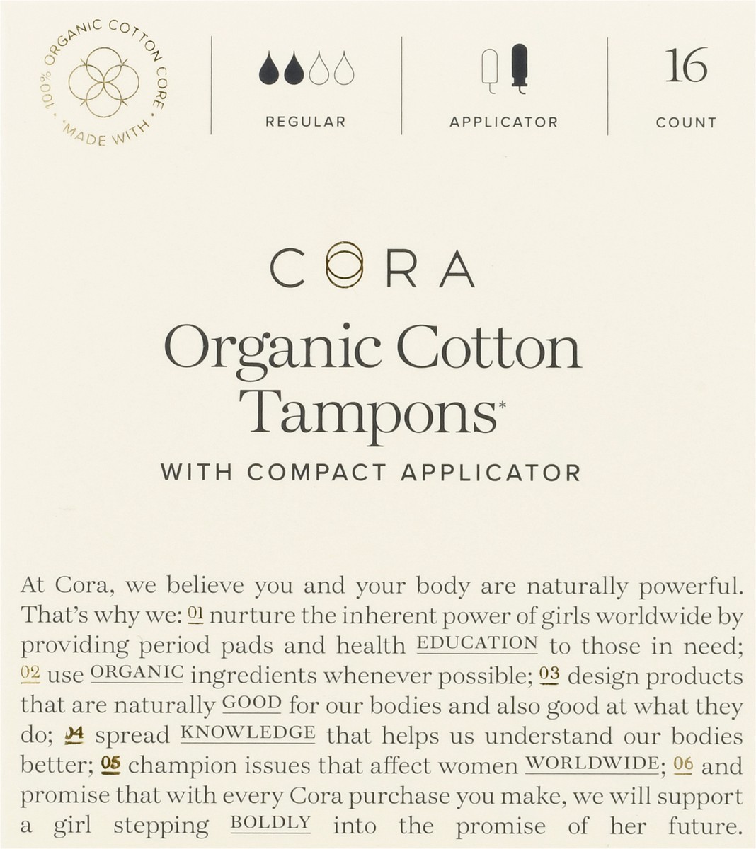 slide 6 of 9, Cora Regular Tampons 16 Count, 16 ct