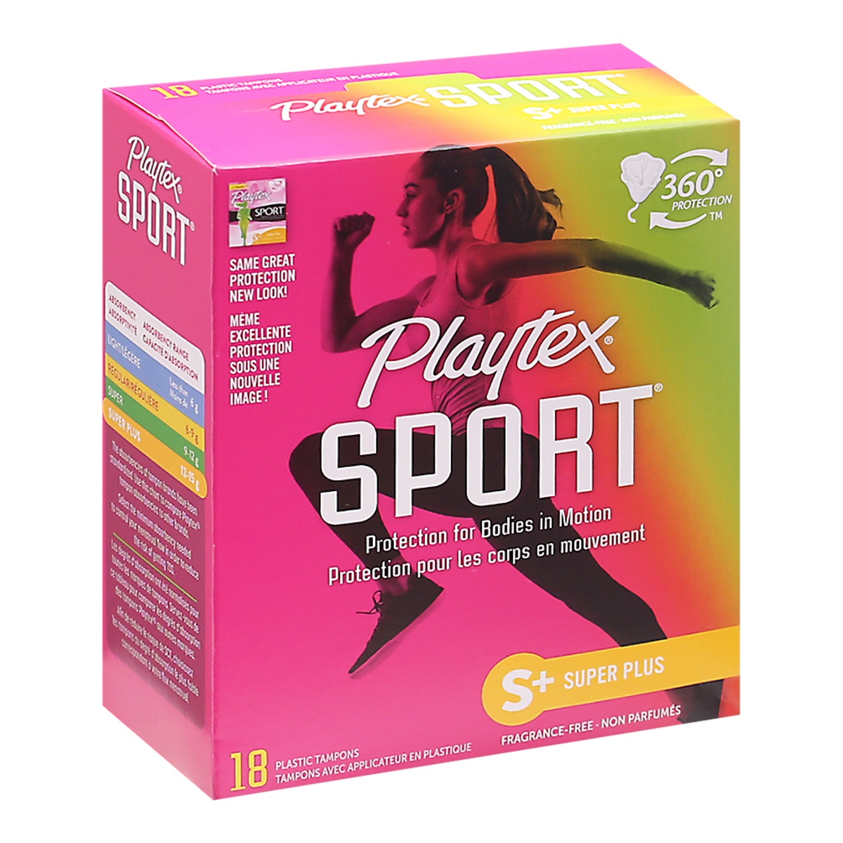 slide 2 of 9, Playtex Sport Plastic Tampons Unscented Super Plus Absorbency - 18 Count, 18 ct