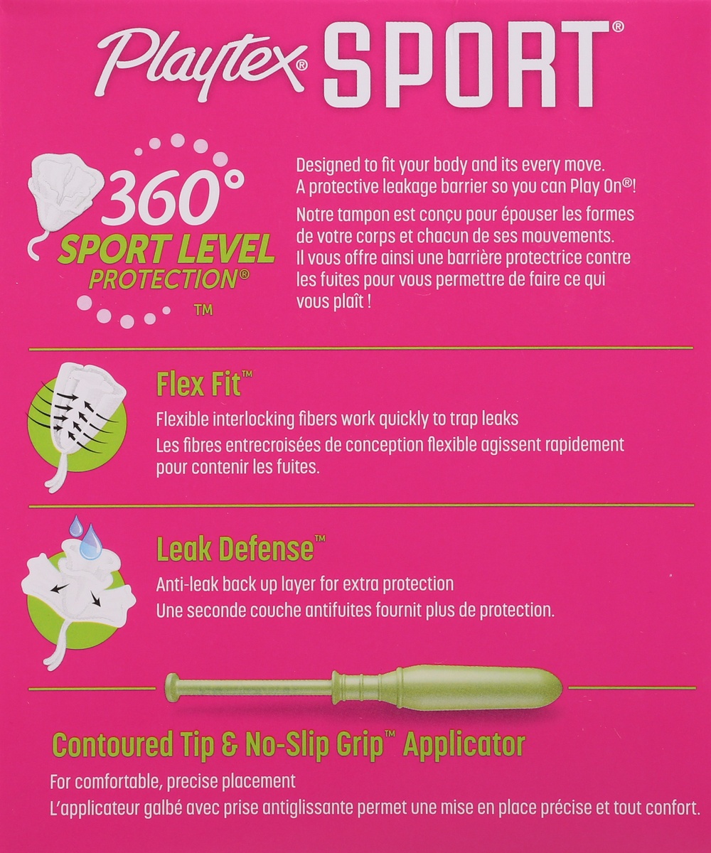 slide 4 of 9, Playtex Sport Plastic Tampons Unscented Super Plus Absorbency - 18 Count, 18 ct