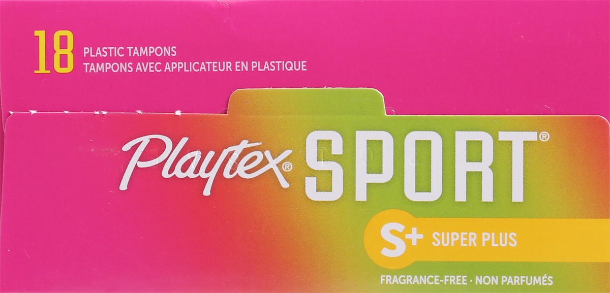 slide 9 of 9, Playtex Sport Plastic Tampons Unscented Super Plus Absorbency - 18 Count, 18 ct