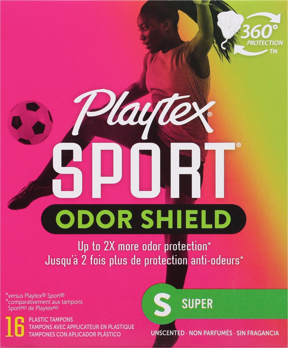 slide 6 of 9, Playtex Sport Super Unscented Plastic Tampons 16 ea, 16 ct