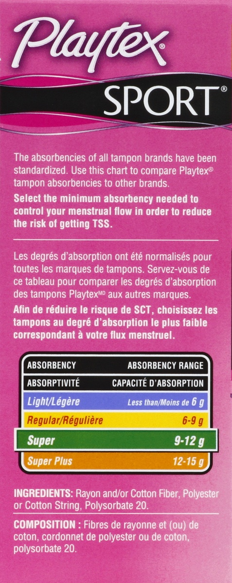 slide 3 of 4, Playtex Sport Plastic Tampons Unscented Super Absorbency - 18 Count, 18 ct