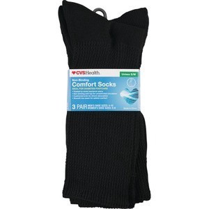 slide 1 of 1, CVS Health Diabetic Sock Black, S/M, 3 ct