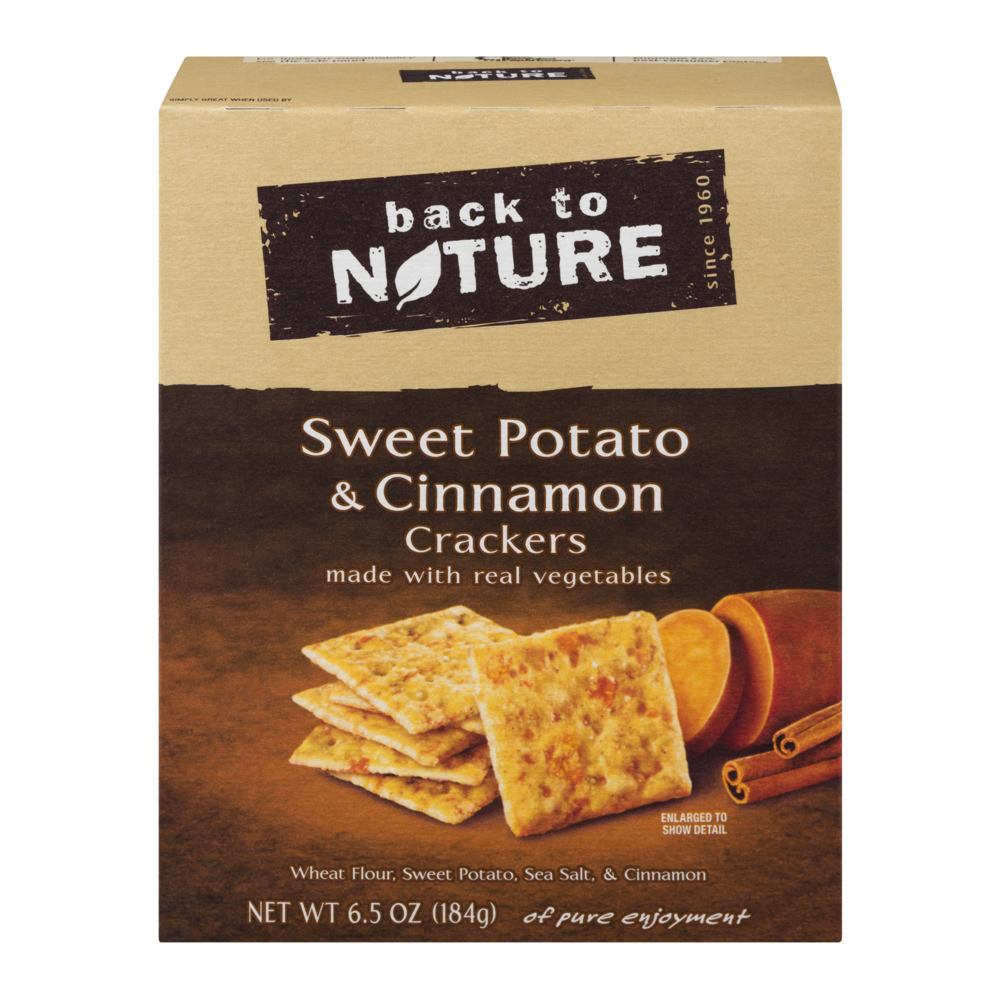 slide 1 of 1, Back to Nature Sweet Potato Cinnamon Crackers, 6.5 oz