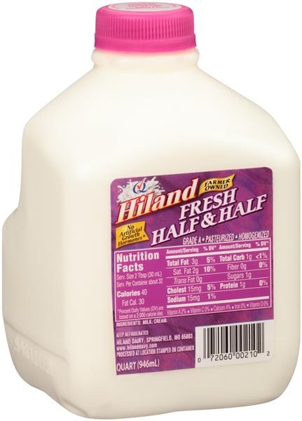 slide 1 of 1, Hiland Dairy Half & Half, 1 qt
