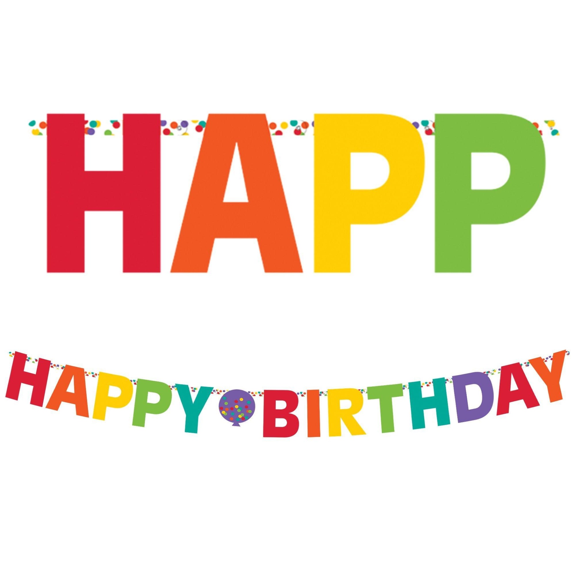 slide 1 of 1, Party City Rainbow Party Balloons Happy Birthday Letter Banner, 1 ct