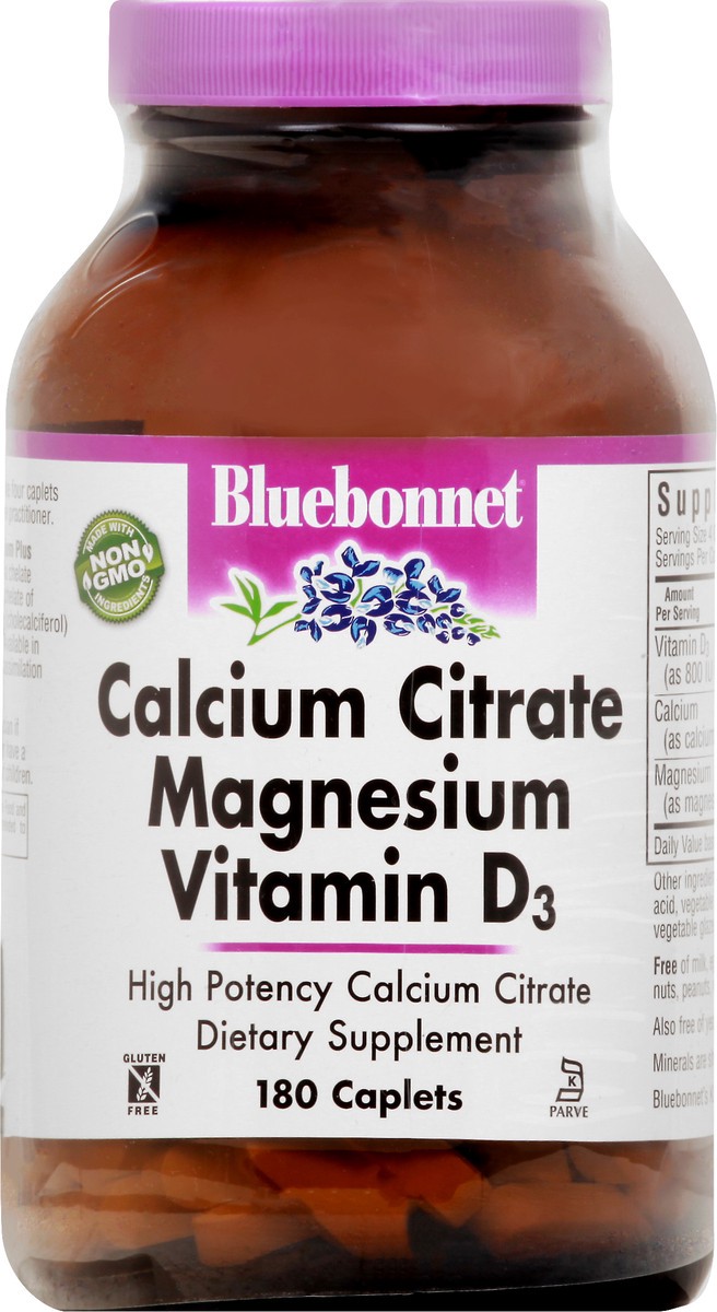 slide 9 of 12, Bluebonnet Nutrition Caplets Calcium Citrate Magnesium Vitamin D3 180 ea, 180 ct