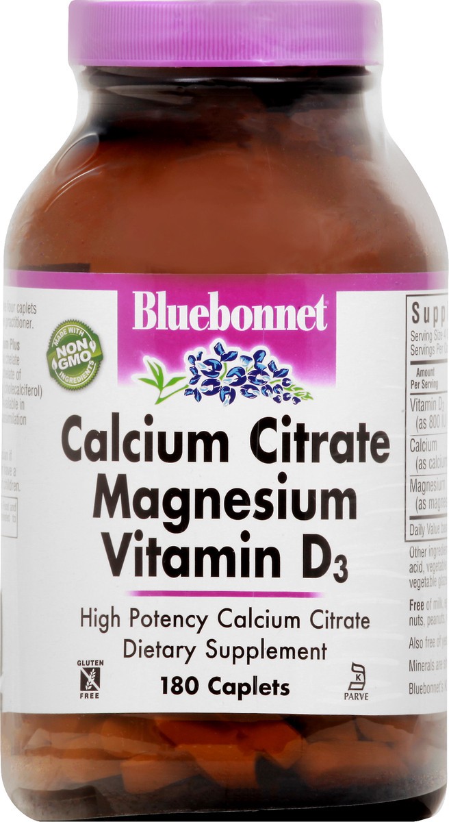 slide 11 of 12, Bluebonnet Nutrition Caplets Calcium Citrate Magnesium Vitamin D3 180 ea, 180 ct