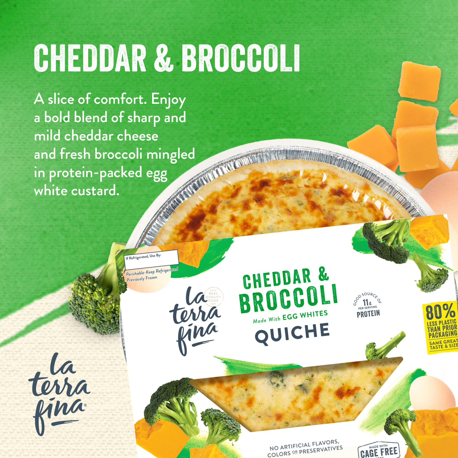 slide 4 of 6, La Terra Fina Cheddar & Broccoli Quiche 23 oz, 23 oz