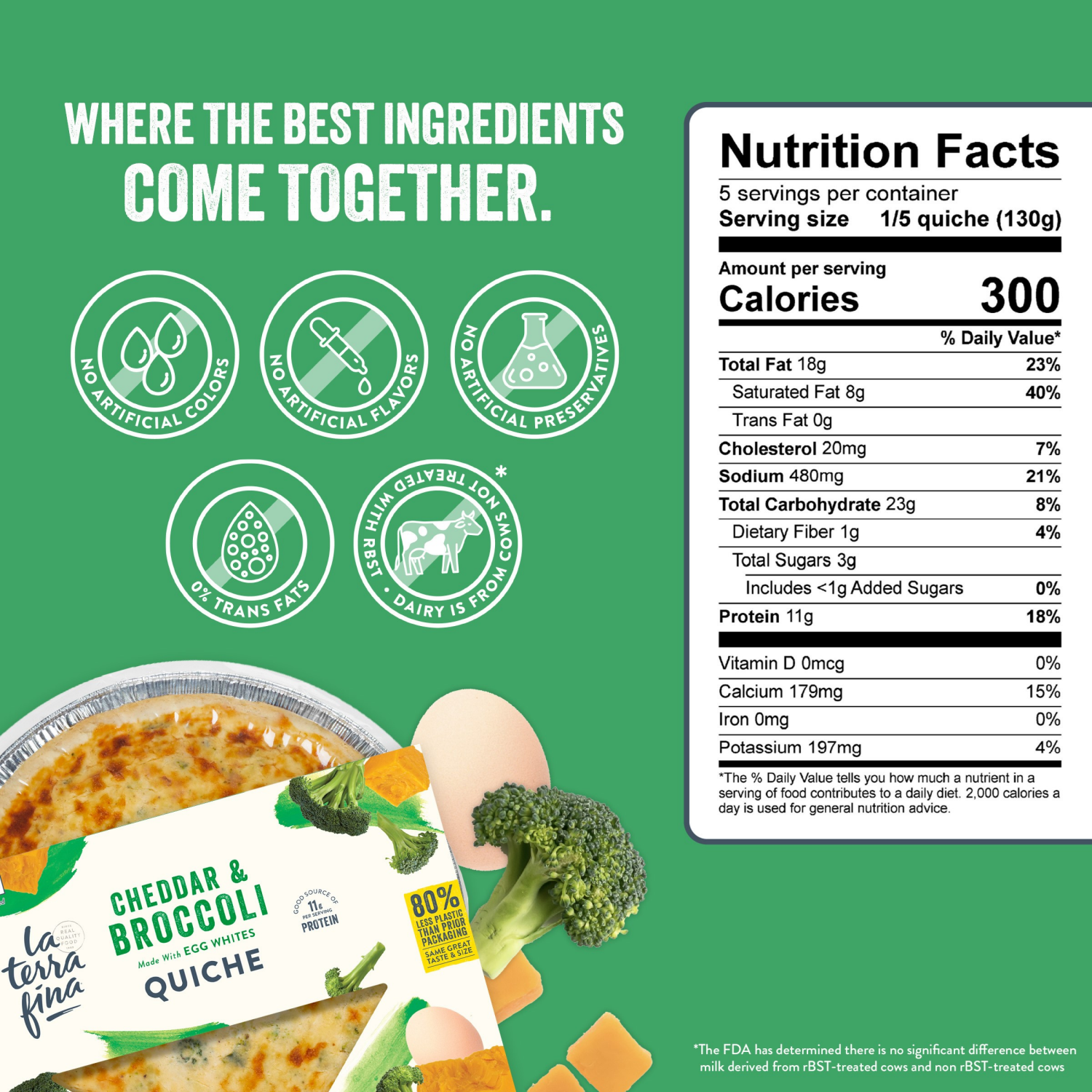 slide 5 of 6, La Terra Fina Cheddar & Broccoli Quiche 23 oz, 23 oz