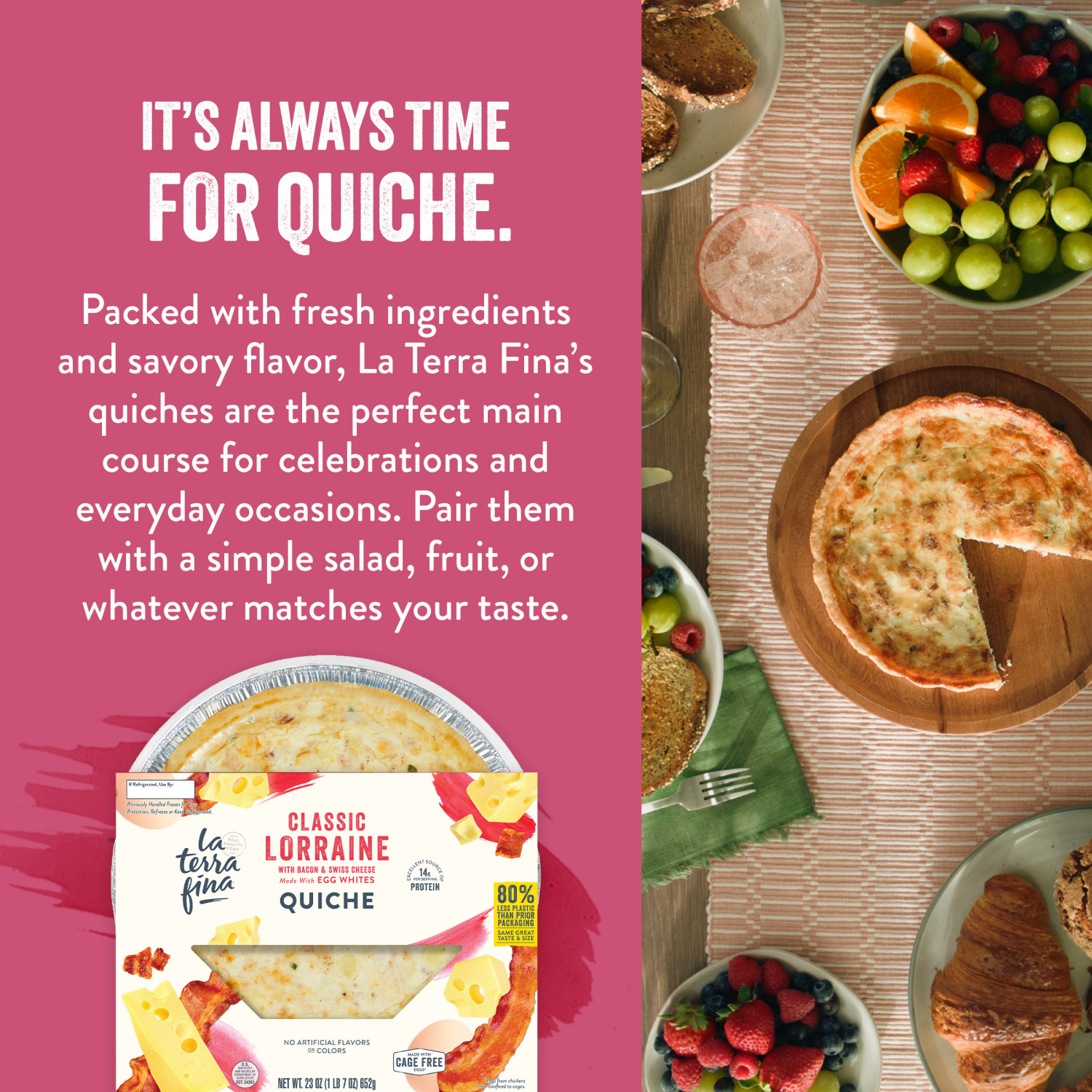 slide 3 of 6, La Terra Fina Classic Lorraine Quiche 23 oz, 23 oz