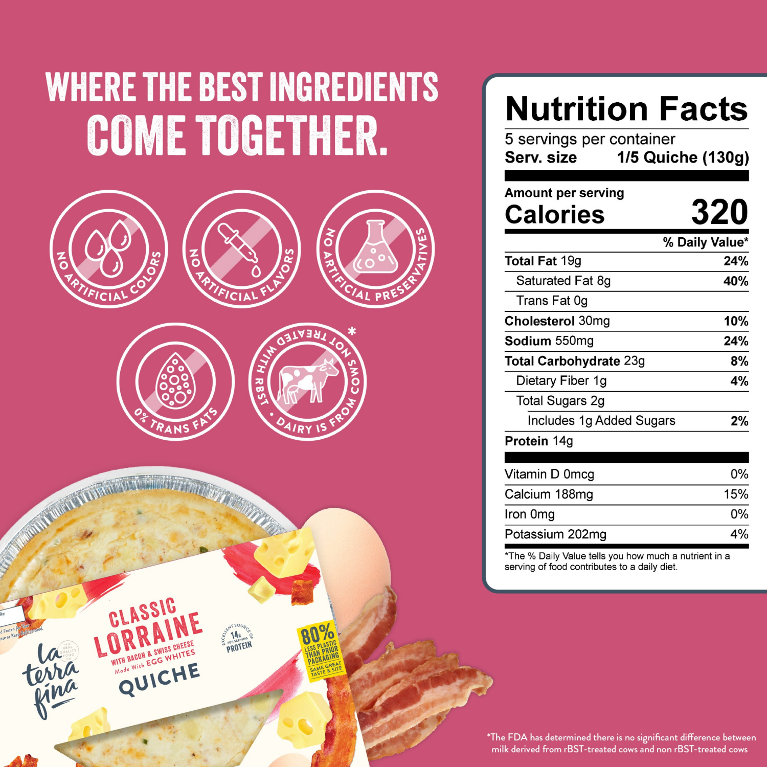 slide 5 of 6, La Terra Fina Classic Lorraine Quiche 23 oz, 23 oz