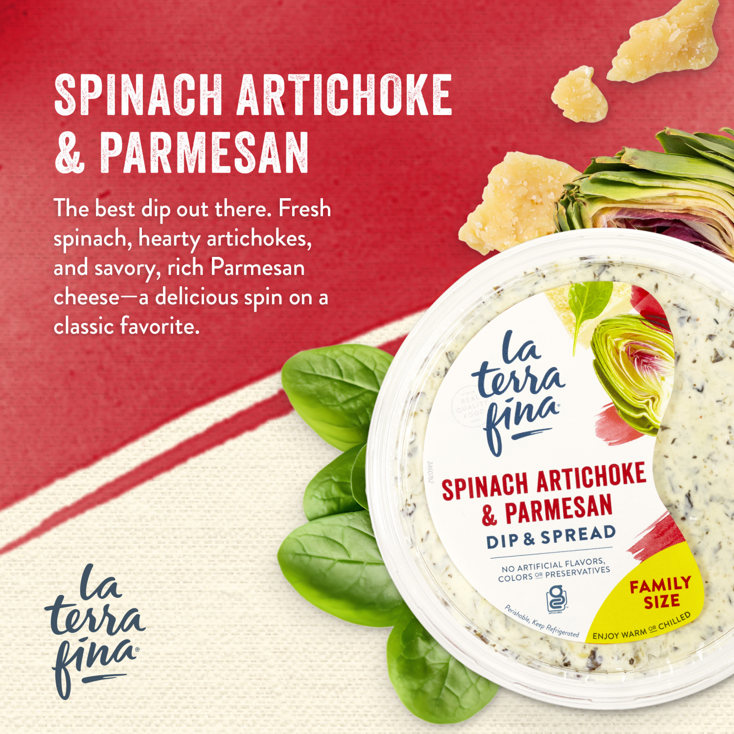 slide 4 of 6, La Terra Fina Spinach Artichoke & Parmesan Dip Family Size 16 oz, 16 oz