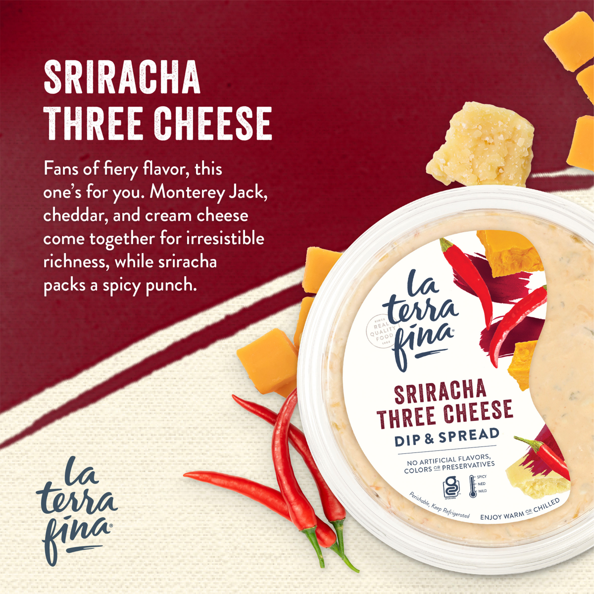 slide 5 of 6, La Terra Fina Dip 3 Cheese Sriracha 10oz, 10 oz
