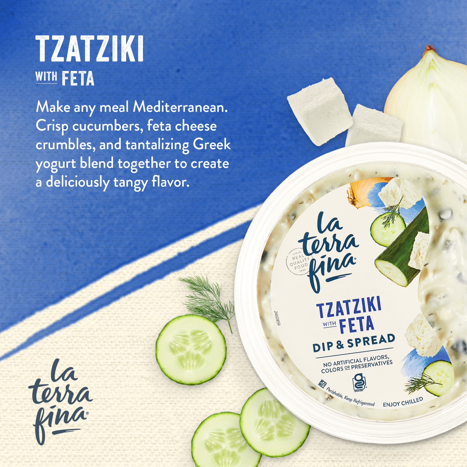 slide 4 of 6, La Terra Fina Tzatziki with Feta Dip & Spread 10 oz, 10 oz