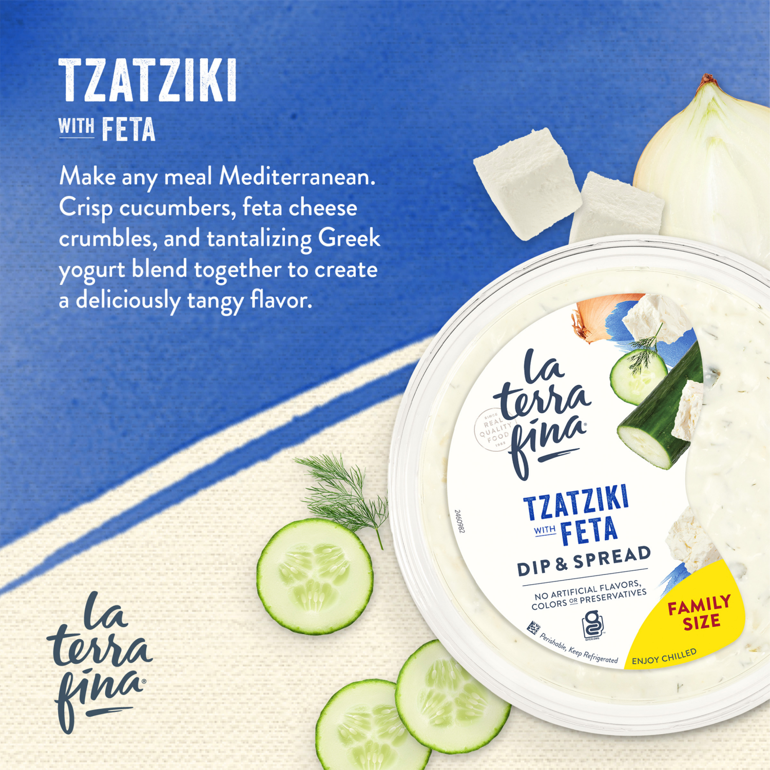 slide 3 of 5, La Terra Fina Tzatziki Feta Dip 16 oz, 16 oz