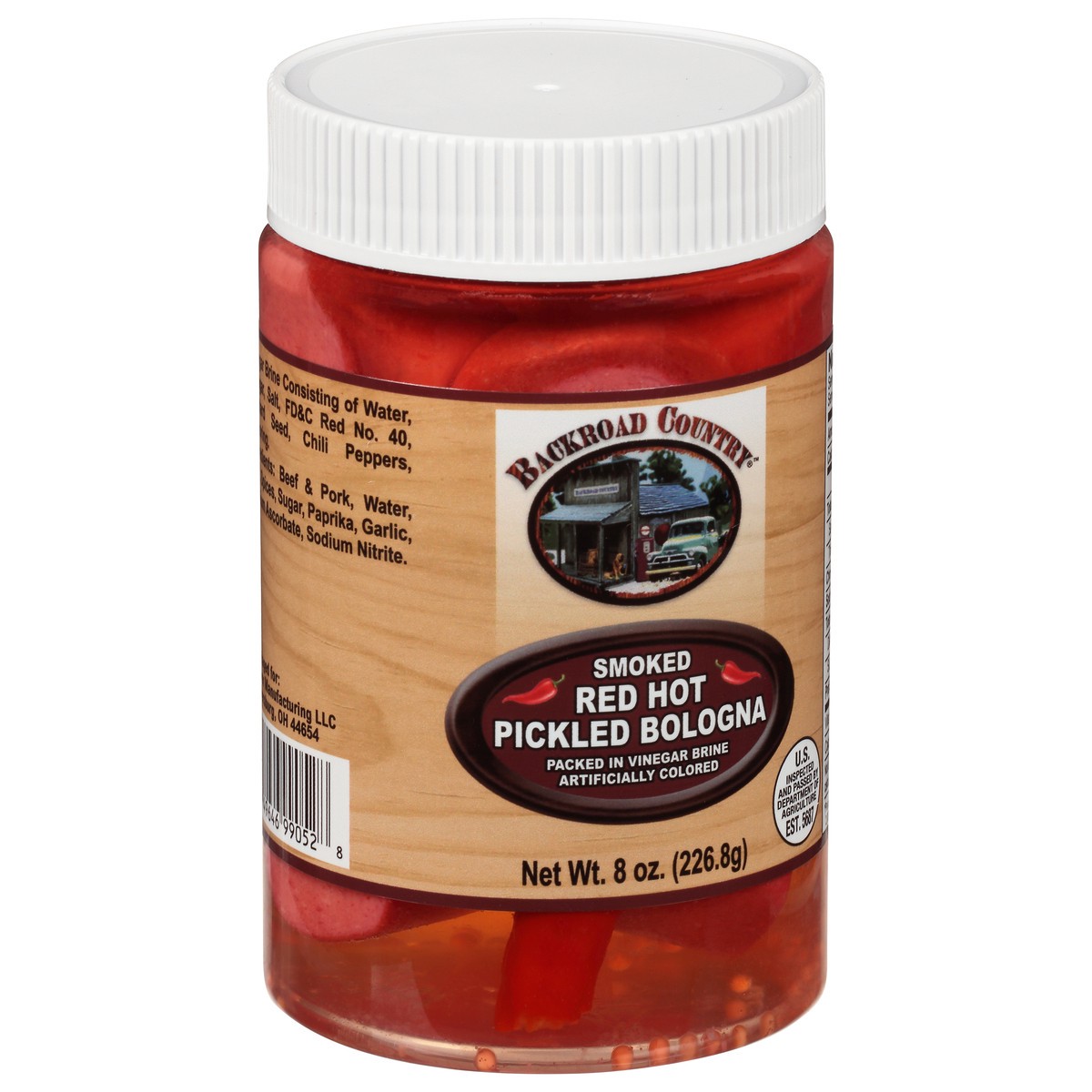 slide 3 of 13, Backroad Country Smoked Red Hot Pickled Bologna 8 oz, 8 oz