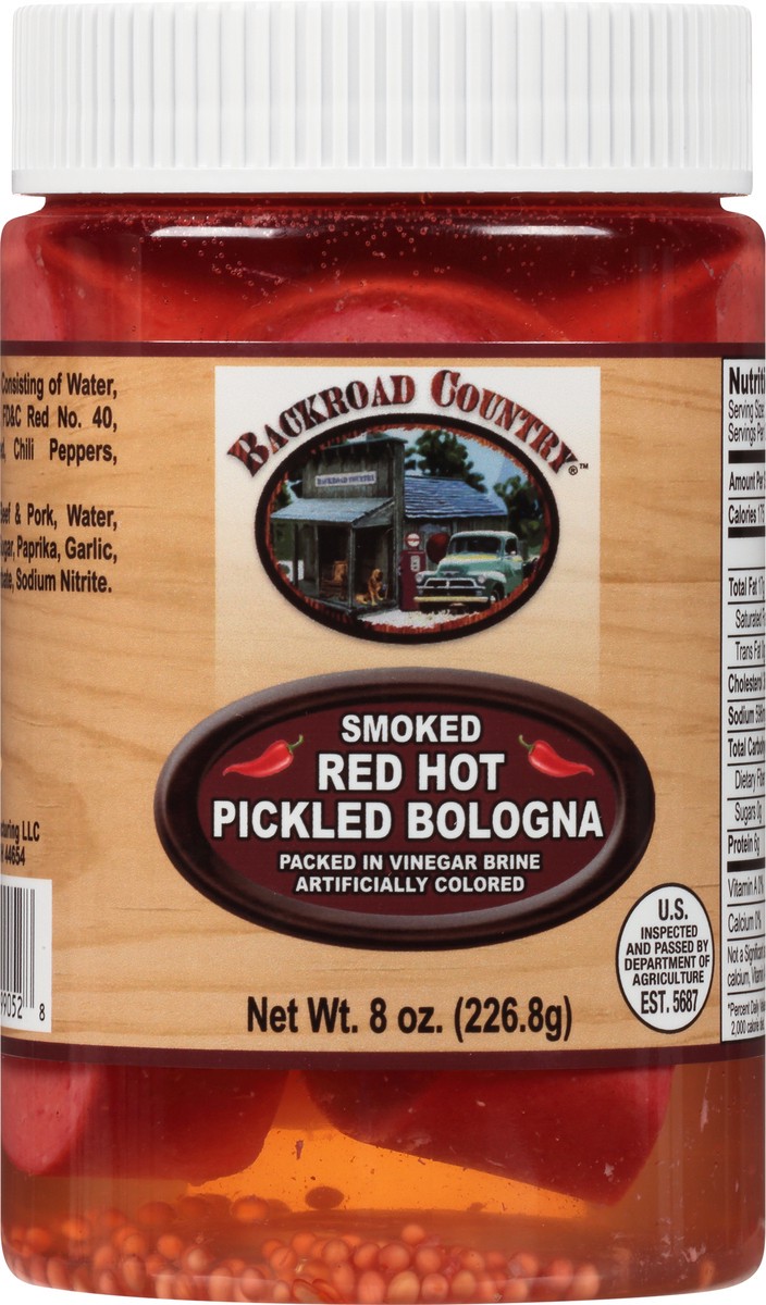slide 5 of 13, Backroad Country Smoked Red Hot Pickled Bologna 8 oz, 8 oz