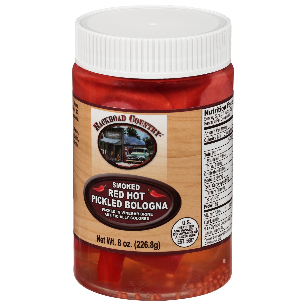 slide 6 of 13, Backroad Country Smoked Red Hot Pickled Bologna 8 oz, 8 oz