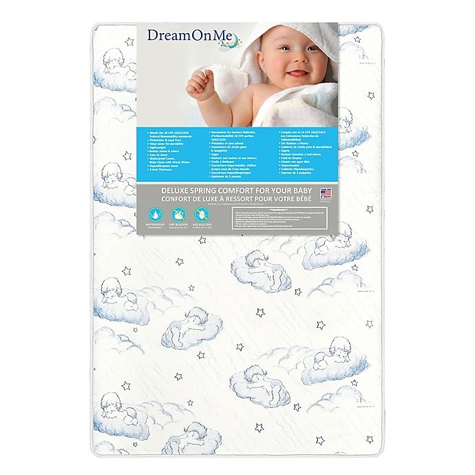 slide 2 of 5, Dream On Me Sweet Dreams Spring Coil Mini/Portable Crib Mattress - Blue, 3 in