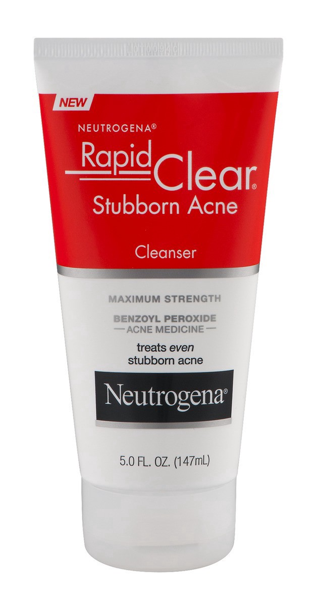 slide 1 of 8, Neutrogena Rapid Clear Stubborn Daily Acne Facial Cleanser, 5 fl oz