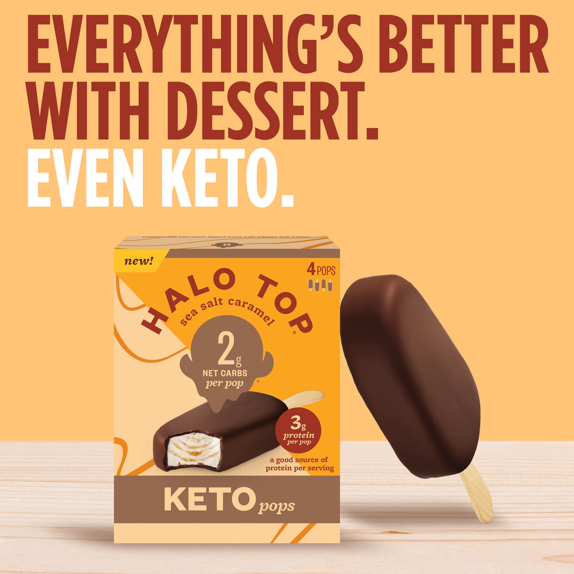 slide 2 of 5, Halo Top Keto Sea Salt Caramel Frozen Dessert Pops, 4 Pack, 10.60 fl oz