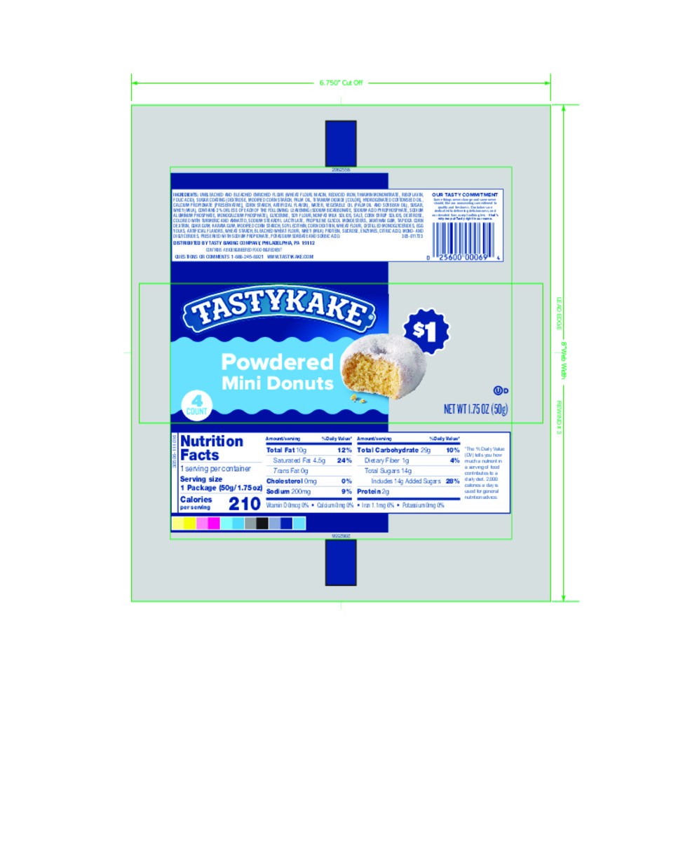 slide 11 of 13, Tastykake Powdered Sugar Mini Donuts, Portable Powdered Donuts, 2 oz, 4 Count, 4 ct