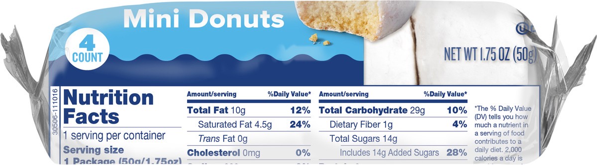 slide 3 of 13, Tastykake Powdered Sugar Mini Donuts, Portable Powdered Donuts, 2 oz, 4 Count, 4 ct