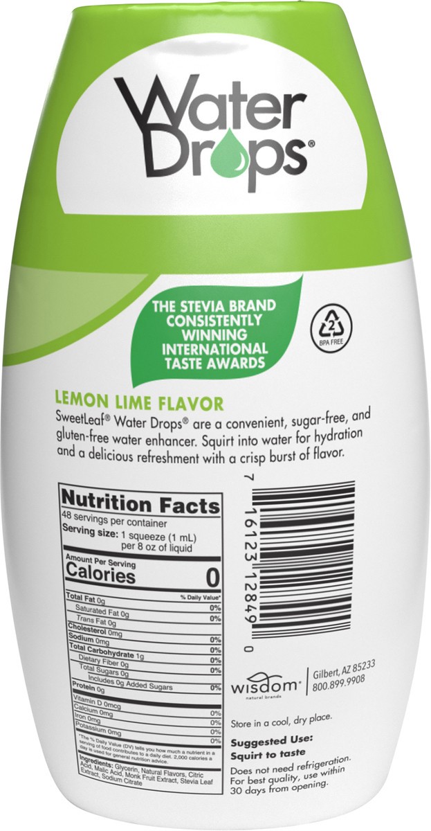 slide 3 of 10, Sweet Leaf Stevia Lemon Lime Water Drops, 1.62 fl oz