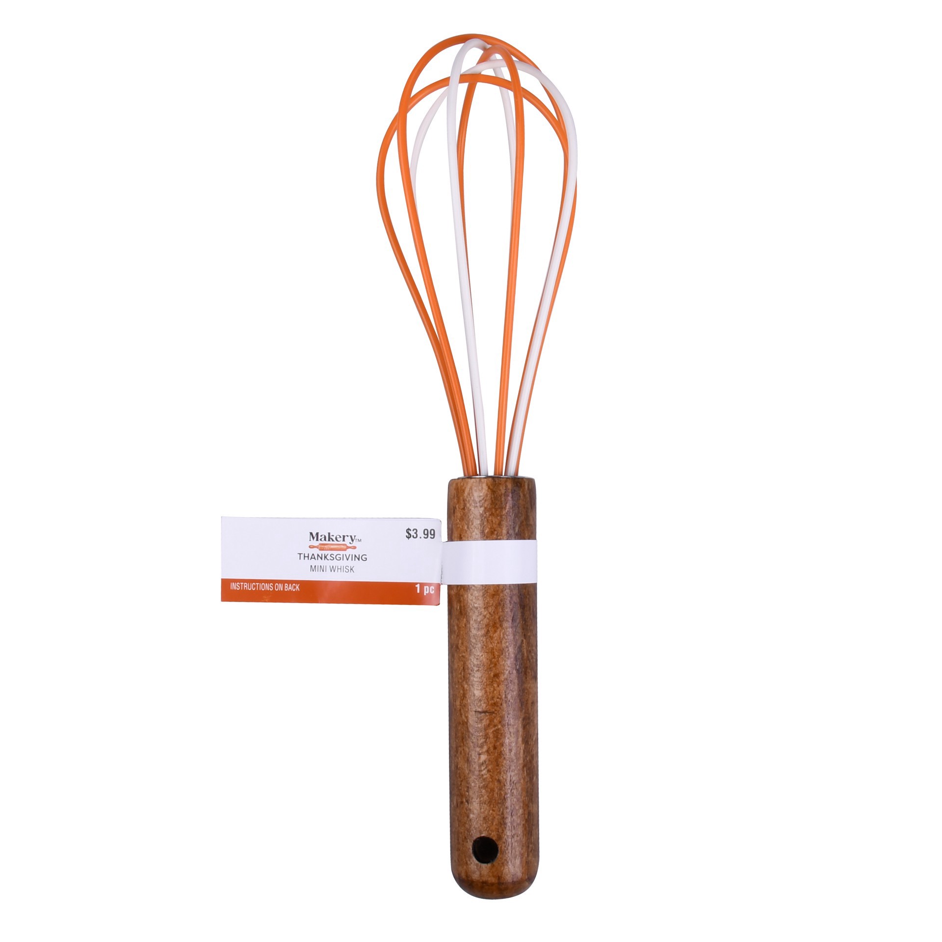 slide 2 of 4, Mini Orange & White Whisk By Makery, 8 in