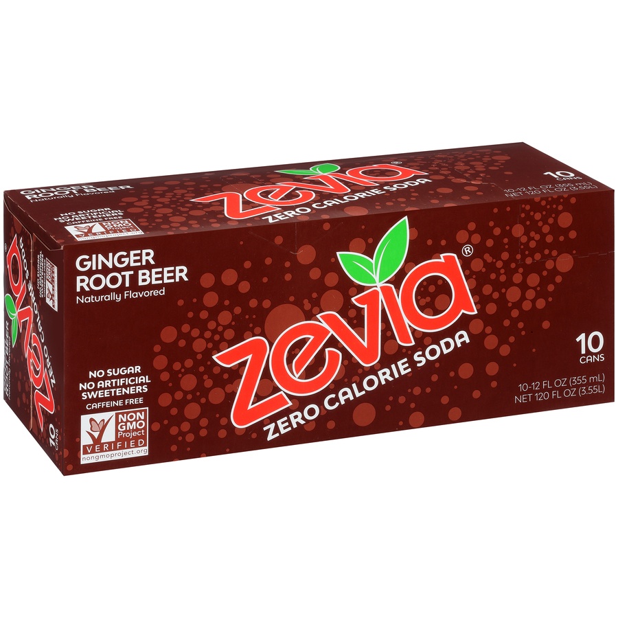 slide 2 of 8, Zevia Zero Calorie Ginger Root Beer Soda, 10 ct; 12 fl oz