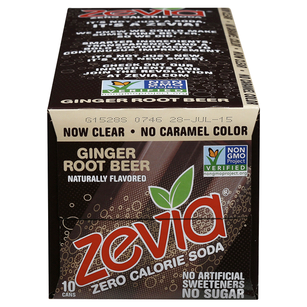 slide 2 of 21, Zevia Zero Calorie Soda Ginger Rootbeer - 10 ct, 10 ct; 12 fl oz